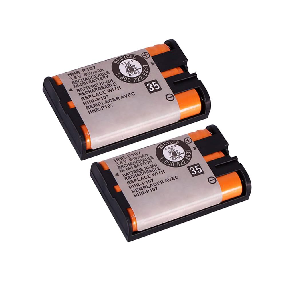Trianglepatt 2 Pack Hhr-P107 Ni-Mh Rechargeable Battery For Panasonic 3.6V 650Mah Battery For Cordless Phones…,Batteries