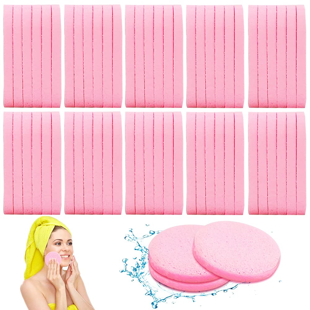 120 Pcs Facial Sponges Compressed,Face Cleansing Sponge,Makeup Removal Sponge Pads,Exfoliating Wash Round Sponge for Women,Girls