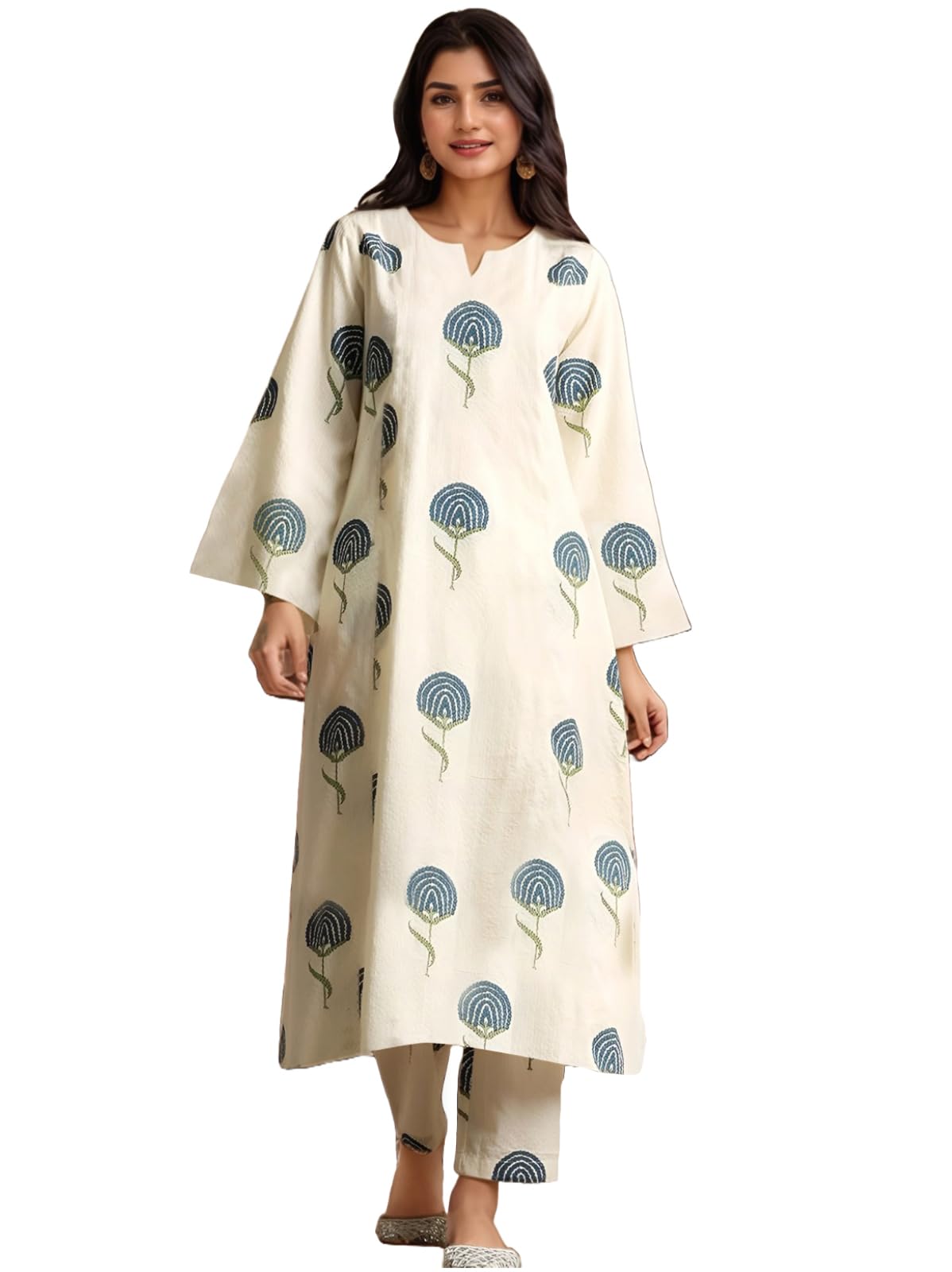 Anni Designer Women'S Rayon Viscose Printed Straight Kurta With Pant (Janya Cerosin-Vks01_M_Dark Blue_Medium),Dark Blue,M,,,