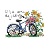 Ecomistiq Bicycle Journey Pattern Stamped Stitch Kit Diy Needlework 11Ct 26X21Cm | Stitch Kits | Hand Embroidery Kits | Embroide