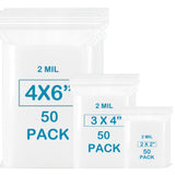 150 Pack Small Plastic Bags For Jewelry, Mini Baggies 3 Assorted Sizes. 2x2 3x4 4x6 Inch 2 Mil Thick Poly Zipper Lock Bags Clear