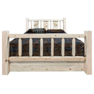 Montana Woodworks Storage Laser Engraved Bed In Clear Lacquer Finish (Queen: 94 In. L X 66 In. W X 47 In. H (326 Lbs.))