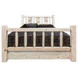 Montana Woodworks Storage Laser Engraved Bed In Clear Lacquer Finish (Queen: 94 In. L X 66 In. W X 47 In. H (326 Lbs.))