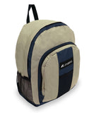 Everest Luggage Backpack with Front and Side Pockets, Navy/Khaki, Large
