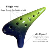 DHwebWLP 12 Hole Ocarina Instrument With Song Book for Beginner,Alto C Ceramic Ocarina(Green & Blue)