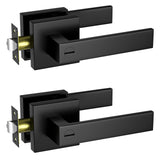 Matte Black Door Handle 2 Pack, Keyless Privacy Door Lever with Lock, Zinc Alloy Door Handles Interior for Bedroom or Bathroom, 