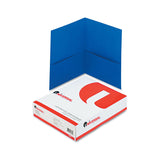 Universal 56601 TwoPocket Portfolio, Embossed Leather Grain Paper, Light Blue, 25/Box