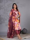 Anni Designer Women'S Rayon Blend Printed Straight Kurta With Pant & Dupatta (Khissu Wine-Nw_L_Wine_Large),Wine,L,,,