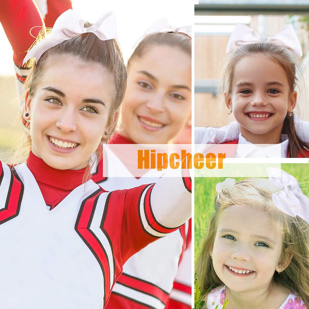 Hipcheer 20pcs 8 Large Cheer Bows for Girls, Hand-made Grosgrain Ribbon Hair Accessories for Teen Girls Softball Cheerleader S