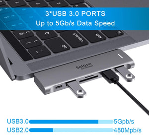 USB C Adapter for MacBook Pro/MacBook Air M1 M2 M3 2021 2020 2019 13 15 16, 6 in 1 USB-C Hub MacBook Pro Accessories with