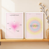 SoulAbiti Grateful Heart and Enjoy the Process Framed Wall Art Print Set of 2 12x18 inch White Frame PlexiGlass Aura Art Prints