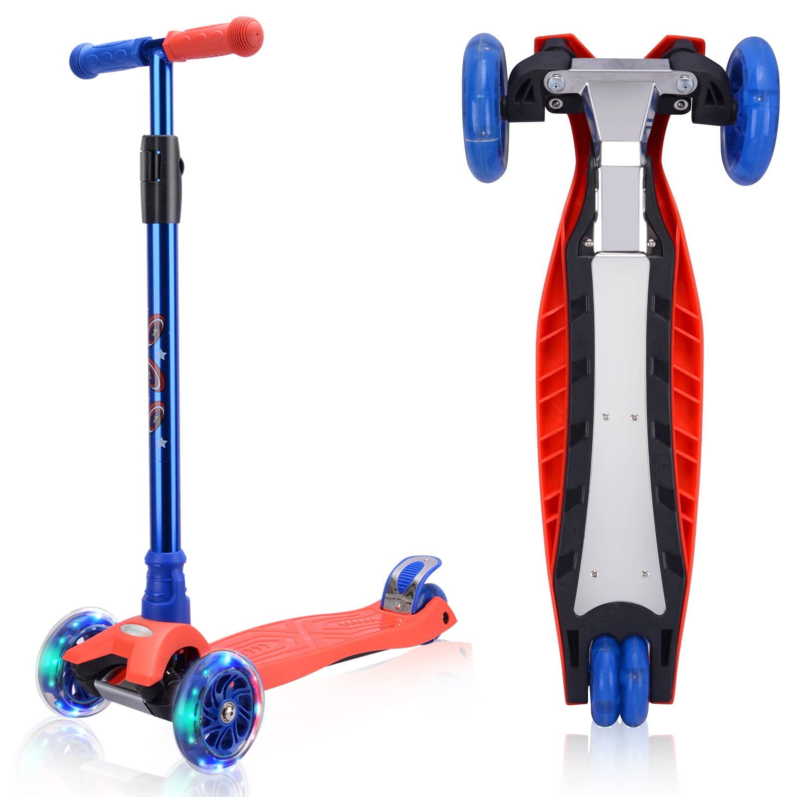 3 Wheel Scooter for Kids, Kids Scooter with Light Up Wheels, Sturdy Deck Design, and 4 Height Adjustable Suitable for Kids Ages 