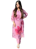 Gosriki Women'S Rayon Viscose Printed Straight Kurta With Pant (Susan Pink-Vks02-Gs_Xl_Pink_X-Large),Pink,,B0F6NL2976