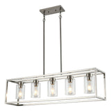 XILICON Dining Room Lighting Fixture Hanging Farmhouse Brushed Nickel 5 Light Modern Pendant Lighting Contemporary Chandeliers w