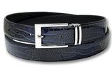 Biagio Croc Embossed NAVY BLUE Mens Bonded Leather Belt SilverTone Buckle sz 36