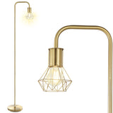 BoostArea Gold Floor Lamp, Industrial Floor Lamp, 6W Diamond Standing Lamp, E26 Socket, On/Off Footswitch, Whole Metal, Modern S