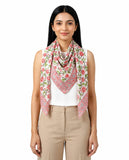 Women Pack Of 2 Floral Hand Block Printed Cotton Square Scarves