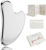 Rena Chris Gua Sha Facial Tools, Stainless Steel Guasha Tool for Acupuncture, Manual Massage Tool for Jawline Sculpting and Puff