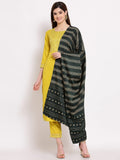 Anni Designer Women'S Cotton Straight Kurta With Pant & Dupatta (Kptd-Cot-10020-Yellow_Xl_Yellow_X-Large),Yellow,XL,Cotton Blend,Straight,