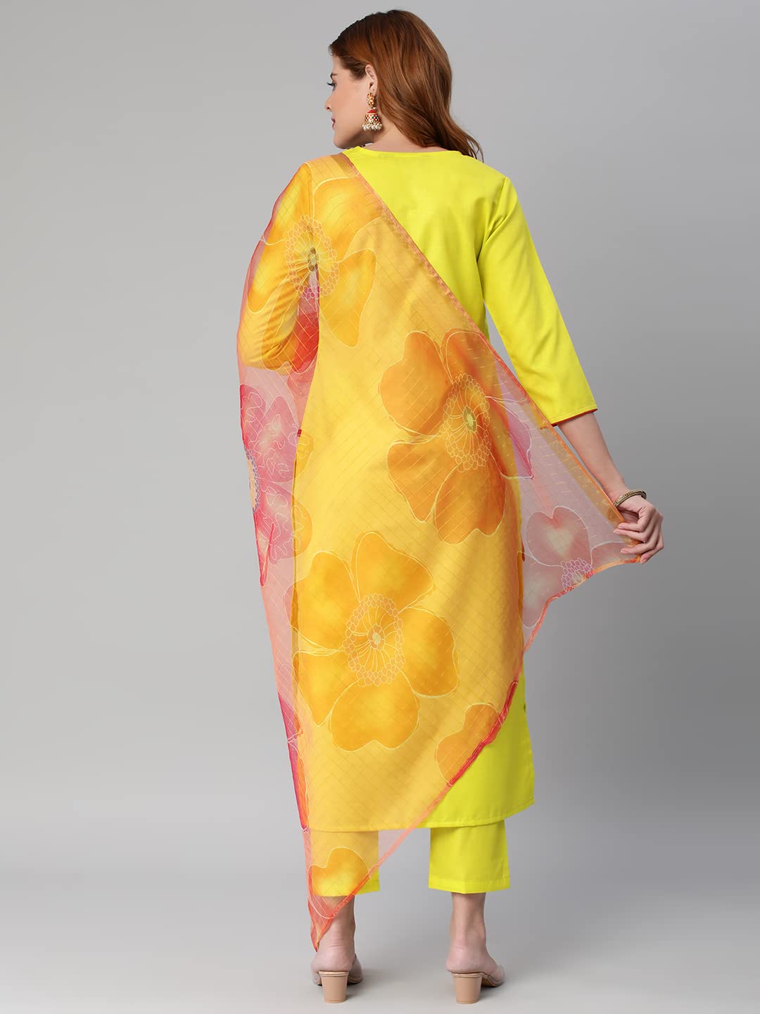 Anni Designer Women'S Cotton Blend Solid Straight Kurta With Pant & With Dupatta (Chora Wp_Light Mehandi_S_Light Mehandi_Small),Light Mehandi,S,Cotton Blend,Regular,Dupatta