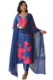 Gosriki Women'S Cotton Blend Straight Printed Kurta With Pant & Dupatta (Protin-Cerosin-Nw-Gs_L_Blue_Large),Blue,,B0CQPKBMZW
