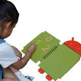 The Funny Mind Wooden Reusable Android Math Activity Writing Practice Chalk Book For Kids | Learn Numbers, Shapes, Addition, And