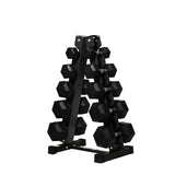 RitFit 300LB Rubber Hex Dumbbell Sets with Weights Rack, Multiple Color Choices Available, Great Gym Equipment for Home, Strengt