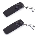 HIGHLIKE 2-Pack Blue Light Blocking Reading Glasses with Hard Cases, Semi Frame Spring Hinge Readers Glasses,Black Gunmetal 1.75