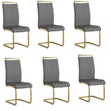 AZmac Modern Leather Dining Chairs Set of 6,Armless Kitchen Chairs,Dining Room Chairs with Upholstered Padded Seat and Sturdy Go