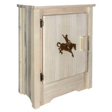 Montana Woodworks Homestead Collection Accent Cabinet With Laser Engraved Bronc Design, Left Hinged, Clear Lacquer Finish