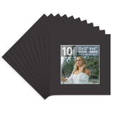 Golden State Art, Pack of 10, 12x12 Black Picture Mats Mattes with White Core Bevel Cut for 8x8 Photo