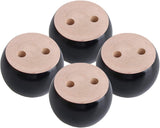 Metany 4PCS Black Wooden Round Furniture Bun Feet 2 Tall Replacement Solid Wood Furniture Legs Dresser Legs Sofa Cabinet Couch R
