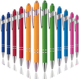 Oddmoal Ballpoint Pen with Stylus Tip, Soft Touch Click Metal Pen, 1.0mm Medium Point, Black Ink, 12 Count(6 Colors)