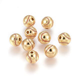 LiQunSweet 9.3MM 10 pcs Golden Color Baseball Theme Enamel Brass Beads Real 18K Gold Plated Sport Ball Loose Spacer Beads for DI