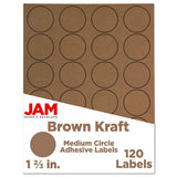 JAM PAPER Circle Label Sticker Seals - 1 2/3 Inch Diameter - Brown Kraft - 120 Round Labels/Pack