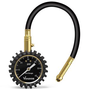 Vondior Tire Pressure Gauge with Tube (0-60 PSI), Air Pressure Gauge Certified ANSI Accurate with Large Easy to Read Glow Dial, 