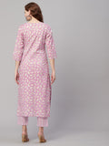 Anni Designer Women'S Cotton Blend Printed Straight Kurta With Pant (Mush Purple_Xl_Purple_X-Large),Purple,XL,,,