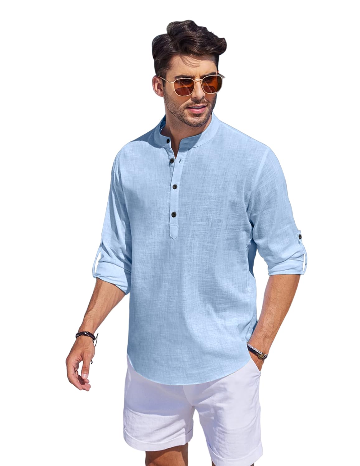 Bellstone Men'S Cotton Blend Solid Regular Kurta (Kurta1500_Single_Sky Blue_S