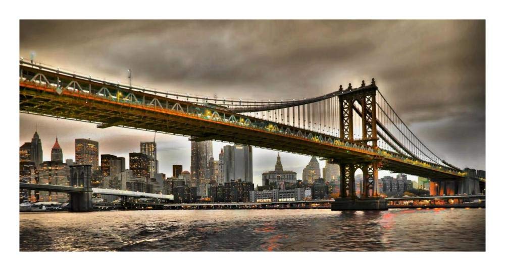 Manhattan Bridge And New York City Skyline, Nyc-Paper Art-26,,X14,,