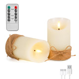 Staerysky Rechargeable Flameless LED Candles with Remote Control & Timer, 3D Wick Flickering Real Wax LED Candles, 2 Pack for We