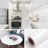 Livelynine 15.8 x 394 Glossy White Wallpaper Peel and Stick Kitchen Cabinet Contact Paper Waterproof Self Adhesive Shelf Liner S