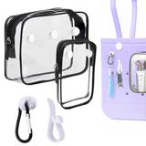 Everfunny 2 Packs Clear Bogg Beach Tote Bag with 2 Pack Insert Hooks Accessories for Bogg Bags Travel Makeup Clean Toiletry Brus