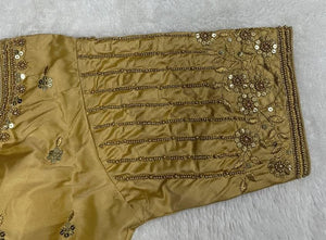 Vihu Fashion Women'S Readymade Bridal Embroidery Blouse Multi Coding Maggam Work Moti Work Indian Ethnic Designer Stitched Readymade Saree Half Sleeve Gold Blouse For Women For Saree Lehenga Choli Gold 36