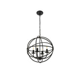 Elegant Lighting Living District Octavia 4-Light Mid-Century Metal Pendant In Dark Brown