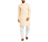 Sojanya (Since 1958 Men'S Yellowcotton Linen Kurta Pyjama