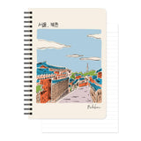 Monolike Seoul A5 Line Spiral Notebook, Bukchon Hardcover 5.83 x 8.27inch 128 Page,120GSM Thick paper