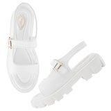 Shoetopia Casual White Platform Heeled Sandals For Women & Girls /Eu37,White,4,B0DDJLNPKJ