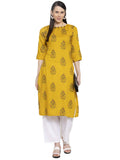 Gosriki Women'S Yellow Pure Cotton Straight Kurta With Plazzo (Luna Yellow_L),Yellow,,B08KDXF1YZ