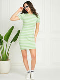 Modeve Women Striped Bodycon Dress Mint Mint L