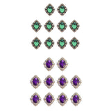 ATORSE 20x Flat Back Beads Button Card Making Embellishments Green Dark Purple